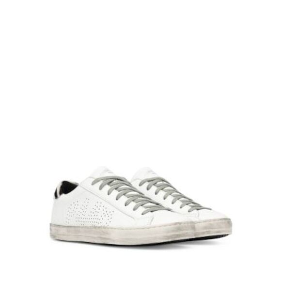 P448 Shoes - P448 Womens White Distressed Logo John Platform Leather Athletic Sneakers 36